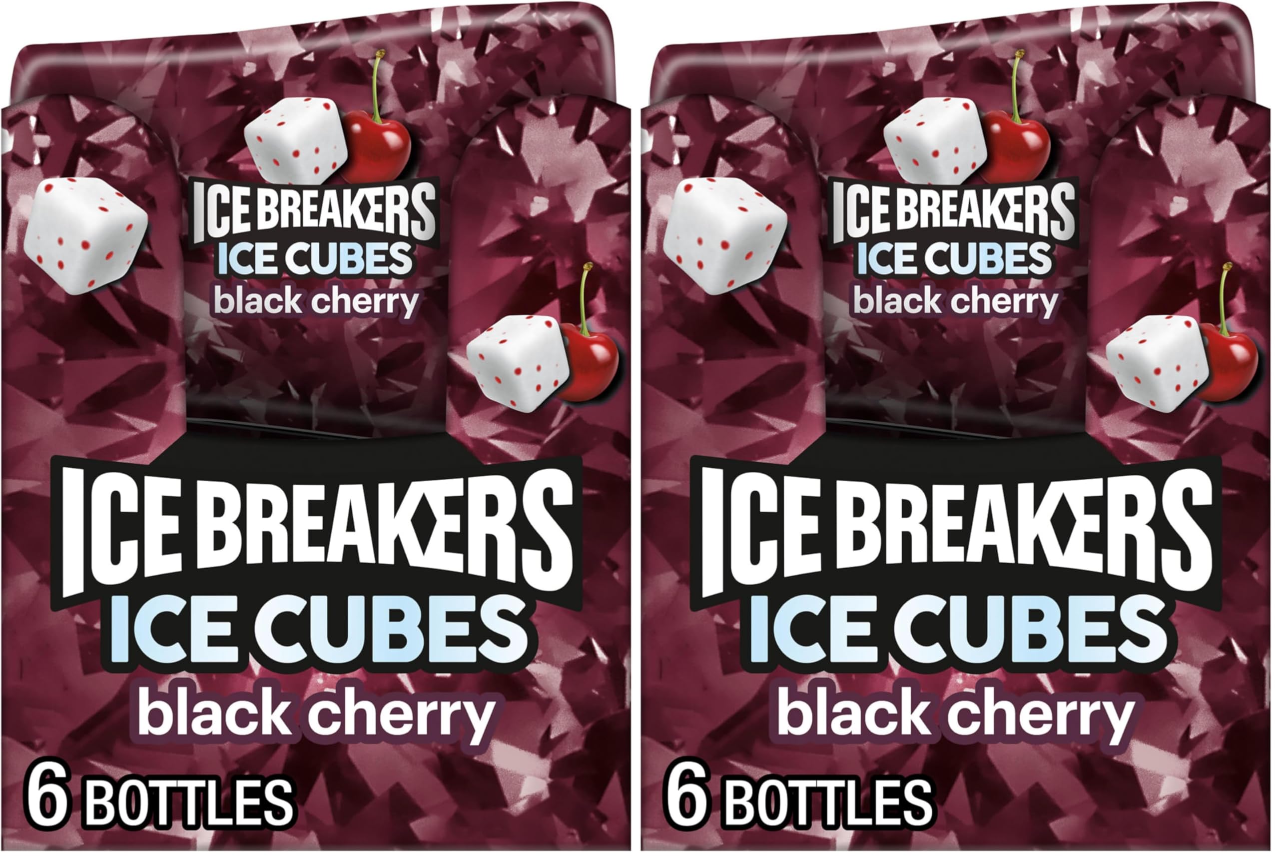 ICE BREAKERS Ice Cubes Black Cherry Flavored Sugar Free Chewing Gum Bottles,3.24 oz (,40 Pieces),(Pack of 12) Image