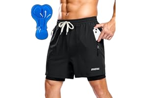 Bikewa Men's Mountain Bike Shorts 4D Padded Loose-fit Cycling Biking Bicycle Riding Biker Shorts for Men Zipper Pockets