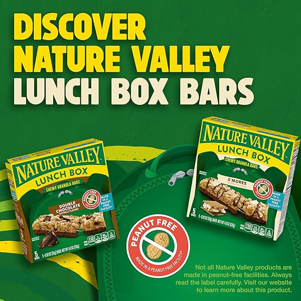 NATURE VALLEY PEANUT-FREE CHEWY GRANOLA BARS, DOUBLE CHOCOLATE, MADE IN A PEANUT FREE FACILITY, 5 BARS, 4.6 OZ