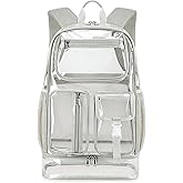 Cusangel Heavy Duty Clear Backpack,16.5 x12 x5inch TPU Large Capacity See Through Backpack for Sport Events,Travel (Upgrad Grey-XL)