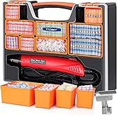 Kuject 1200PCS Solder Seal Wire Connectors Kit with Heat Gun 400℃/752℉ & Organizers, AWG 26-8 Waterproof Heat Shrink Butt Ter