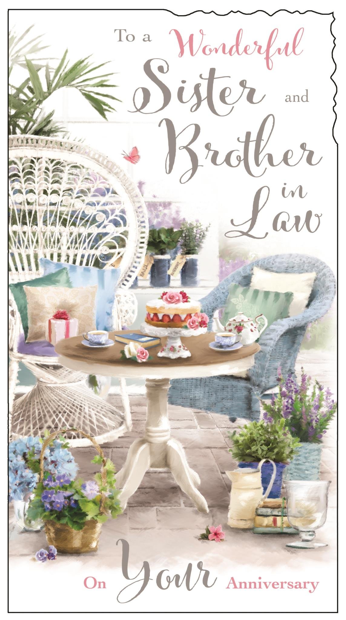 Greetings Card (JJ4566) - Anniversary - Sister & Brother In Law - From The Velvet Moments Range - With An Embossed Finish And Flittered Finish.