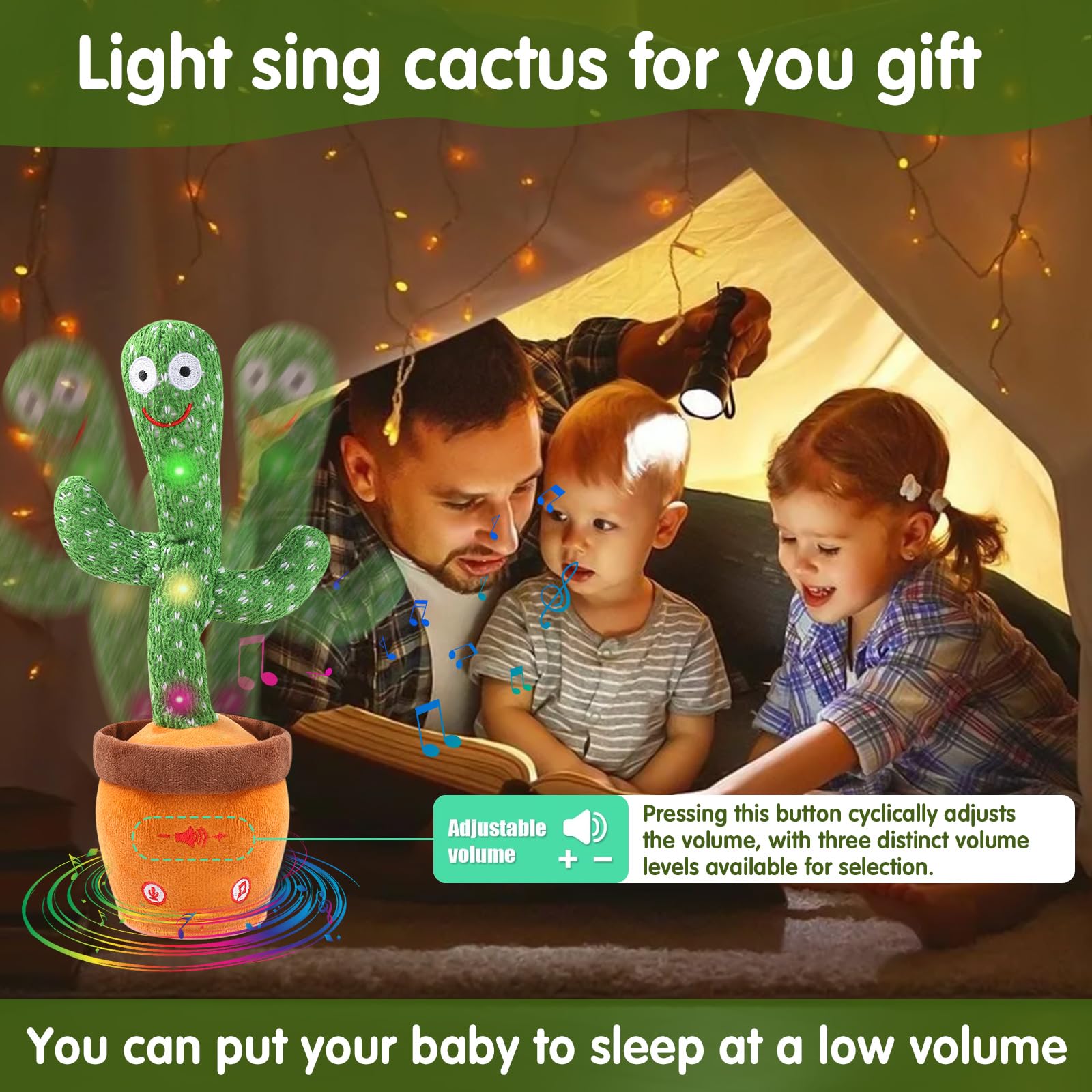 MIAODAM Dancing Talking Cactus Toy for Baby Toddler, Colorful Glowing Repeating What You Say, Singing Talking Mimicking Toy for Baby Dancing Cactus,Toys Gift for Kids Baby 1 Year Old