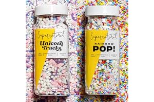 Unicorn Tracks & Rainbow Pop! Natural Sprinkle Set by Supernatural, No Artificial Dyes, Soy Free, Gluten Free, Vegan, 3oz (Pack of 2)