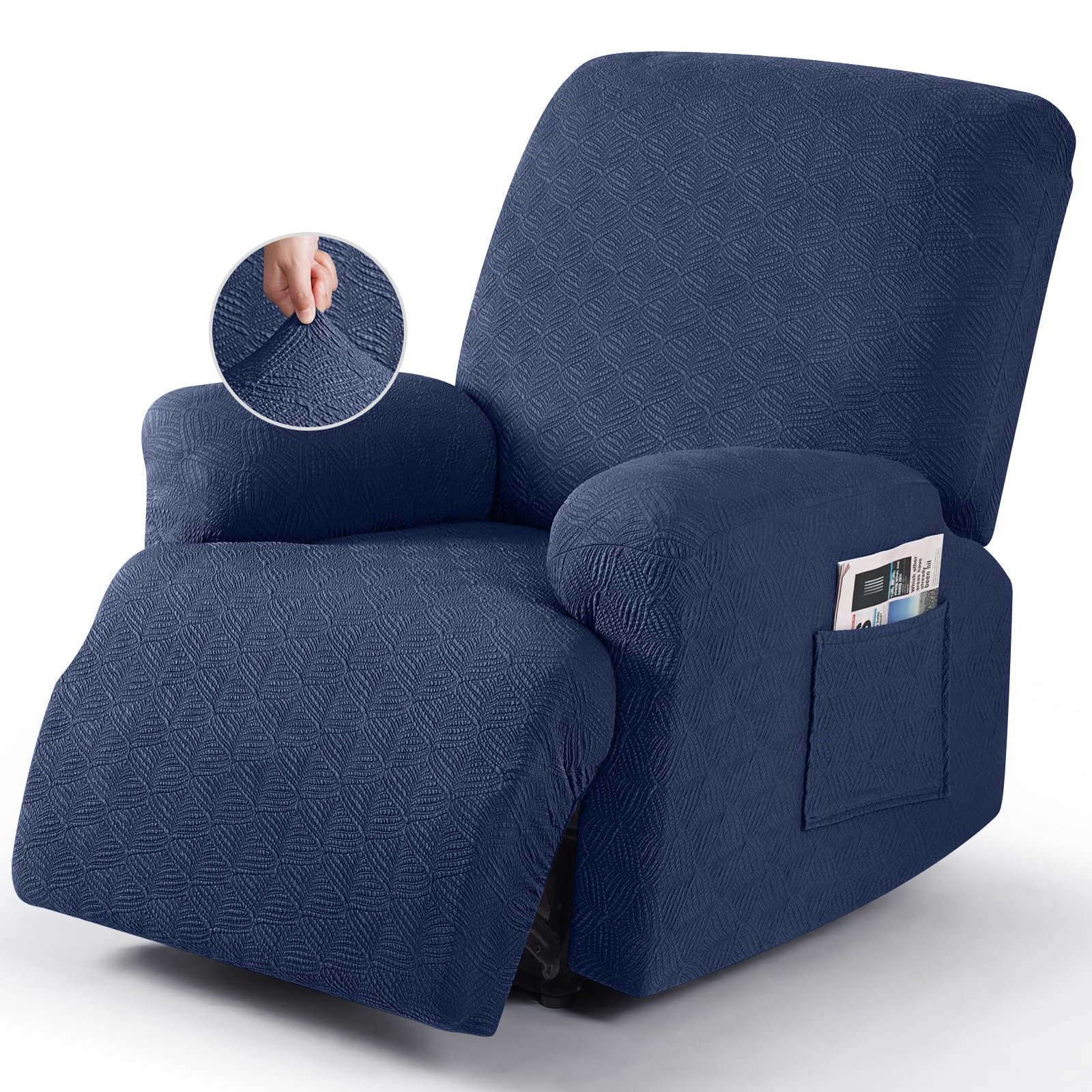 Photo 1 of Timeles Recliner Covers Recliner Chair Covers Reclining Couch Covers Sofa Slipcovers Stretch Soft Washable (Single-Seater, Navy Blue)