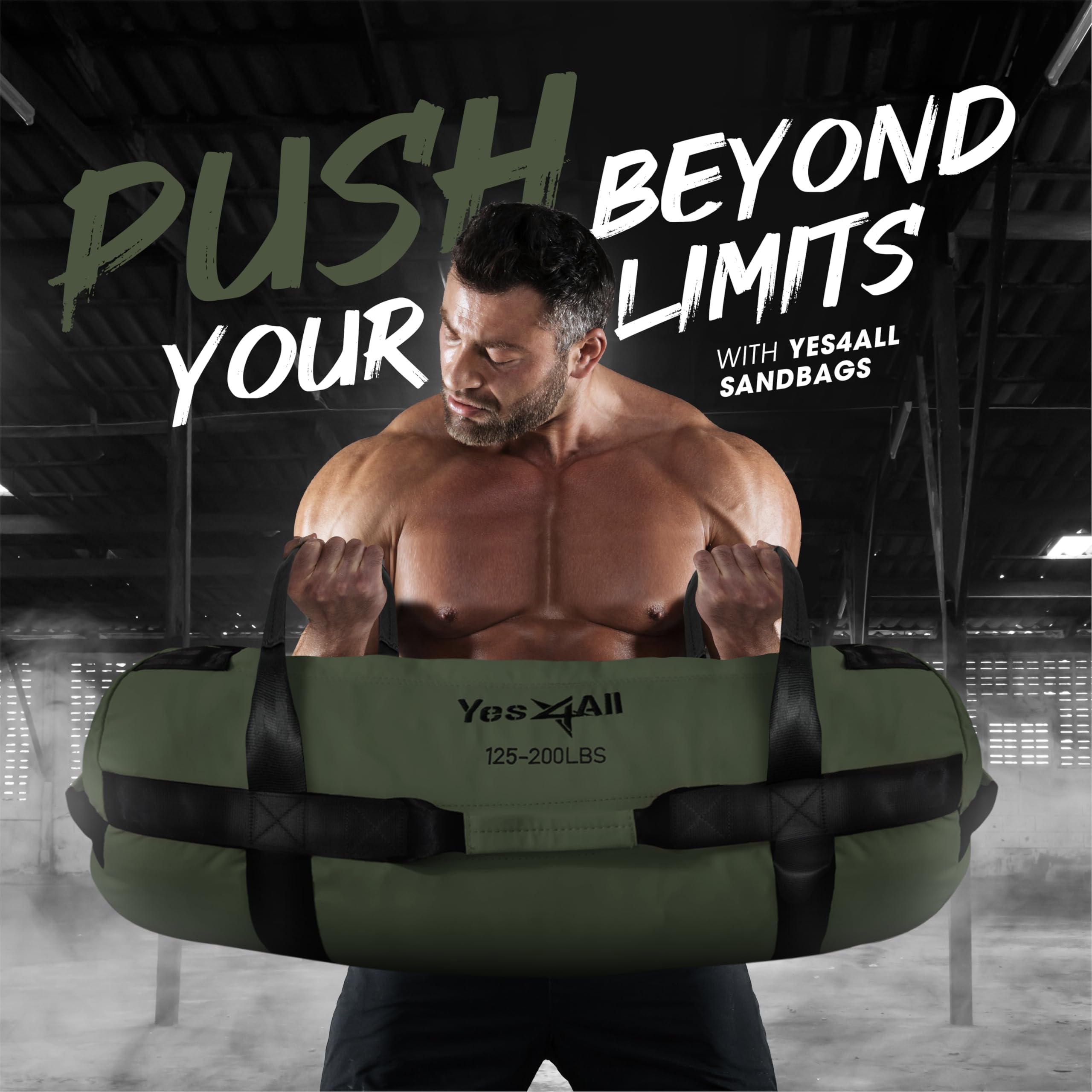 Yes4All Workout Sandbags, Heavy Duty Sandbags - Army Green - L - Image 6