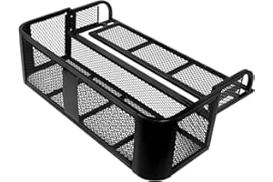 CARSTY ATV Racks and Baskets Rear Drop Basket Rack 500 lbs Capacity, Waterproof Detachable Steel Luggage Cargo with Mesh Surface, 41''Lx14''Wx12.4''H