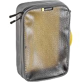 COCOON Laminated Mesh-Top Packing Cube - Grey/Yellow, Medium | Laminated mesh top, Separate wet or dirty compartment, Clear-view organization, YKK zipper