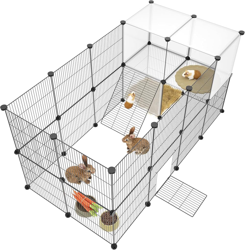 HOMIDEC Rabbit Run Double Puppy Pen 29 Panels DIY Encrypted Wire Mesh