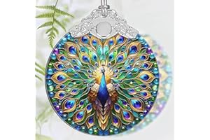PEMIRSAYO Christmas Ornament, 2025 Ornaments for Christmas Tree, Stained Glass Hanging Ornament, Holiday Ornaments, Unique Gift Idea - Peacock