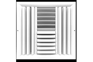 HVAC PREMIUM 8"w X 8"h 4-Way Aluminum Curved Blade Adjustable Air Supply HVAC Diffuser - Full Control Vertical/Horizontal Airflow Direction - Vent Duct Cover [Outer Dimensions: 9.65"w X 9.65"h]