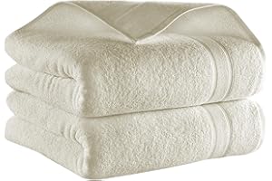 All Design Towels - Jumbo Bath Sheet 2 Piece - 100% Ring Spun Cotton Highly Absorbent and Quick Dry Extra Large Bath Towel - Super Soft Quality Towel (35 x 70 Inches, Ivory Lace)