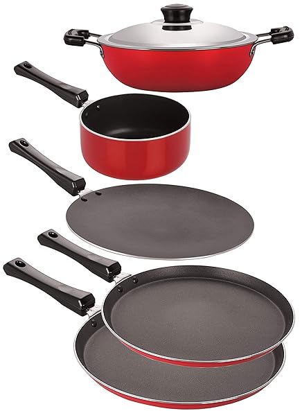 Buy Nirlon Non Stick Flat Base Gas Compatible Kitchen Utencil Combo Gift Items 5 Piece Online At Low Prices In India Amazon In