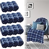 Newwiee 15 Pcs Buffalo Plaid Fleece Throw Blanket for Couch 50 X 60 Soft Plaid Throw Blankets Bulk Lightweight Warm Fuzzy Blanket for Couch Bed Office Travel Outdoor