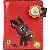 Shag Wear Women's Premium Vegan Clutch Cardholder Wallet Zipper Purse Woodland Forrest, Salmon