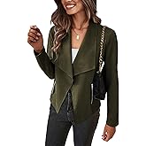 PRETTYGARDEN Women's Faux Suede Jackets 2026 Fashion Fall Clothes Long Sleeve Open Front Cropped Coat Outwear