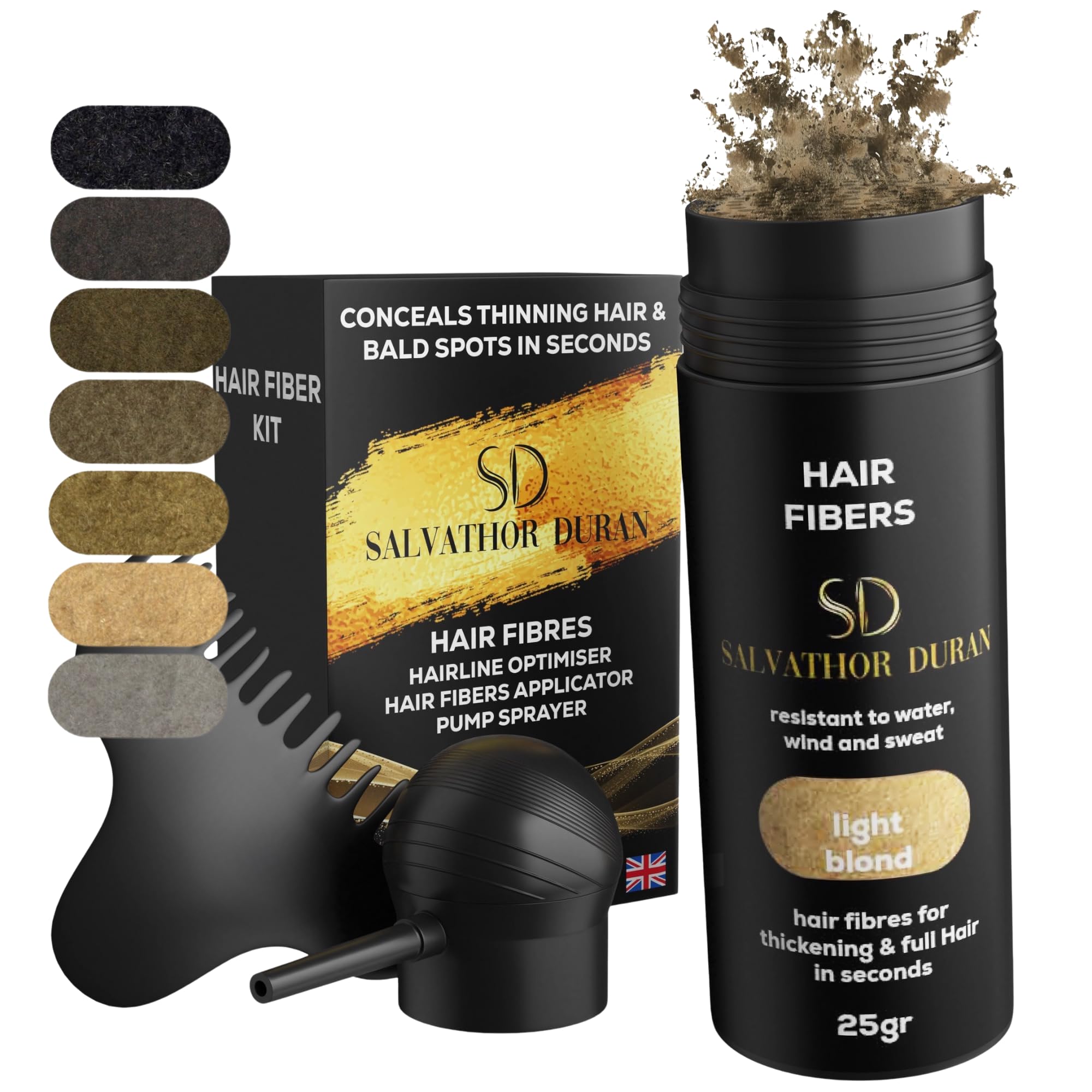 Hair Fibres Salvathor Duran 25 g - Kit 3 Units (Fibers + Applicator + Hairline Comb) - Hair Fibre (Light Blond)