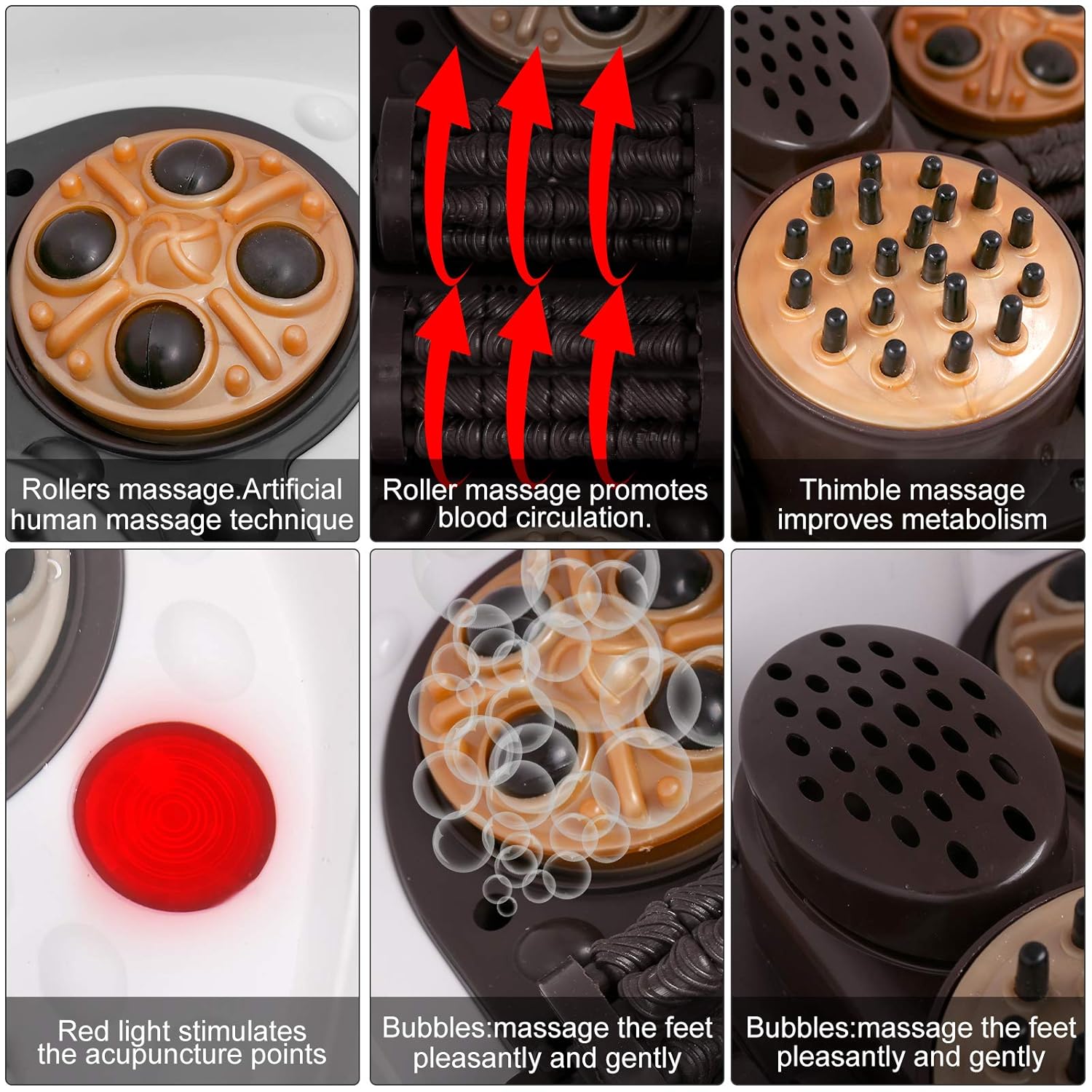 Foot Spa Bath Massager with Heat Bubbles, Automatic Tai Chi Massage Roller and Maize Roller, Red Infrared Light, Medicine Box, Timer and Temp Adjustable Pedicure Foot Soak Tub for Stress Relief: Beauty