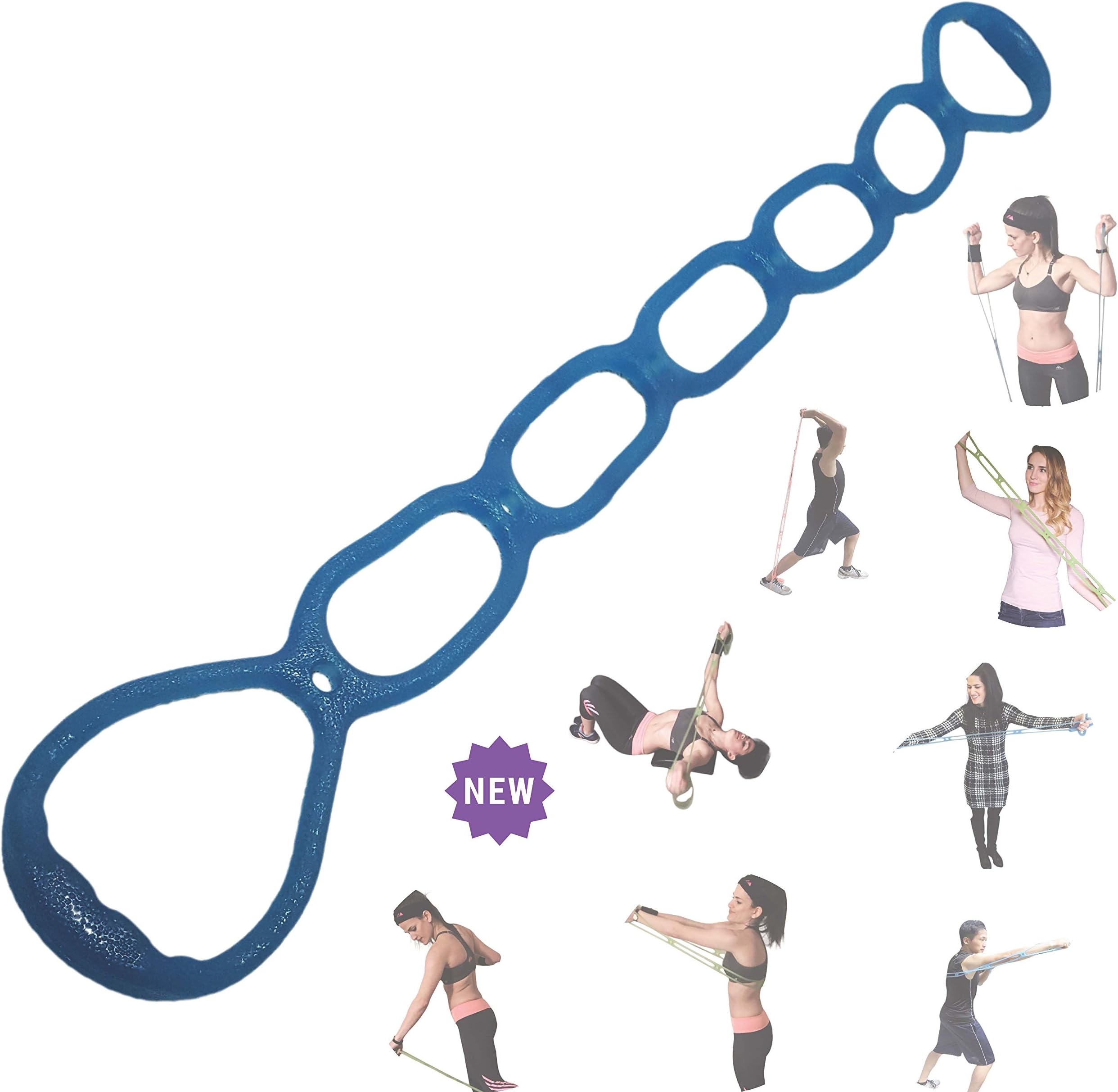 FOMI 7 Ring Stretch and Resistance Exercise Band | Back, Foot, Leg, and Hand Stretcher, Arm Exerciser | Portable | for Home or Fitness Center Workout, Physical Therapy