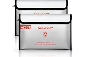 NEVGVUP Fireproof Money Bag 4200°F - Heat Insulated, 9.8 x 6.5" Small Fireproof Document Bag with Waterproof Zipper, Fireproof Bag with Reflective Strip and Fireproof Edeging, Fire Pouch Set for Valuables