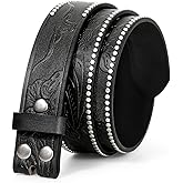 WHIPPY Western Belts for Men without Buckle Cowboy Belt Western Leather Belt Strap for Men Women Vintage Belt for Jeans