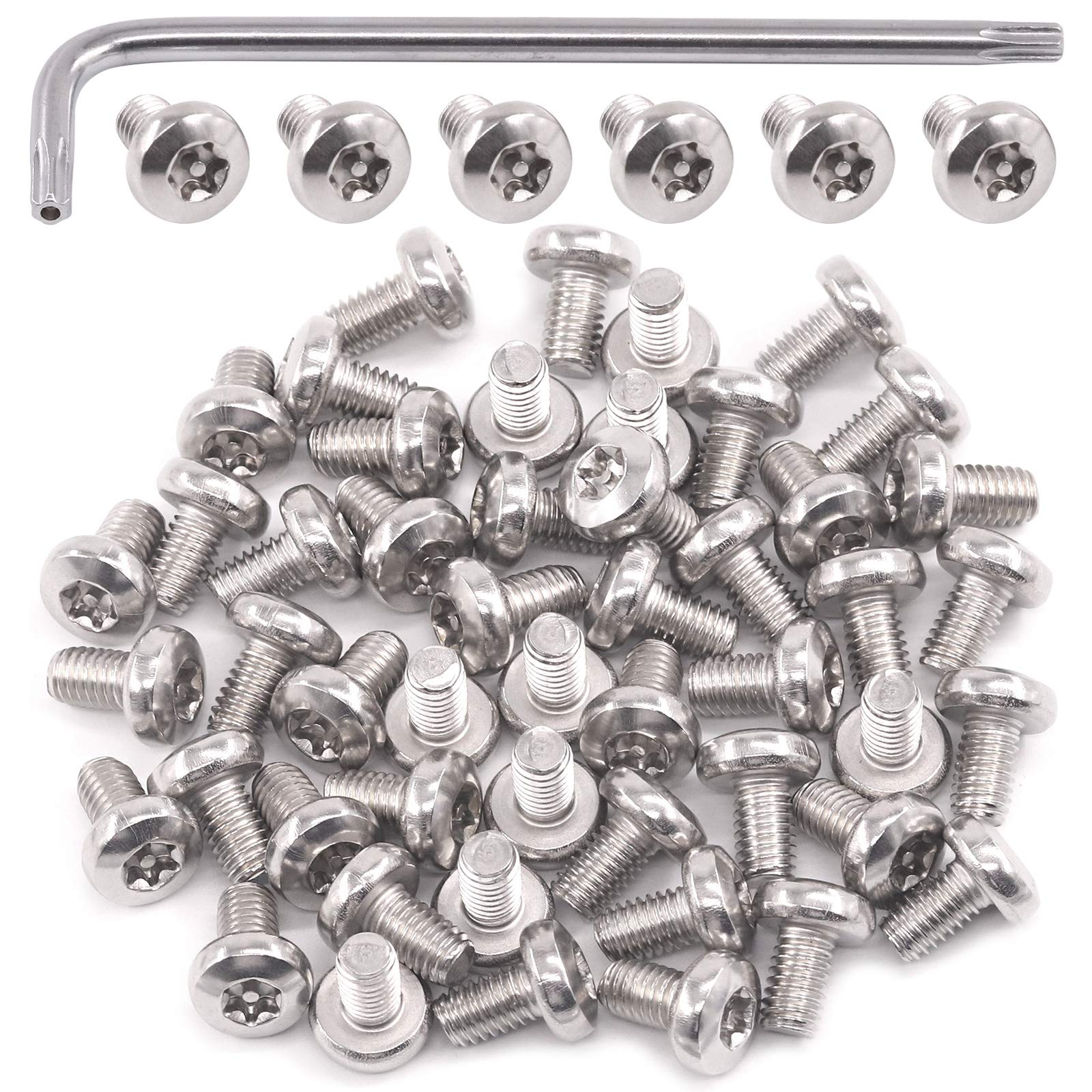 Hilitchi M6 Button Head Torx Security Screws Stainless Steel Tamper Proof Screws w T30 Bit (M6x10-50PCS)