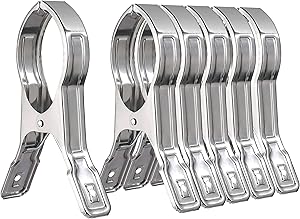 6 Packs WEBI Double Strong Jumbo Stainless Steel Quilt Hanger Clips Clothes Beach Towel Clips Pegs Hanger Clothing Pins for Clothesline Hangers, Quilt, Pool Loungers , Windproof, 5.5 Inches