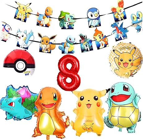 Amazon ポケモン Go 8歳 お誕生日 バルーン ガーランド キャラクター パーティー ゲーム お祝い 風船 バルーン おもちゃ