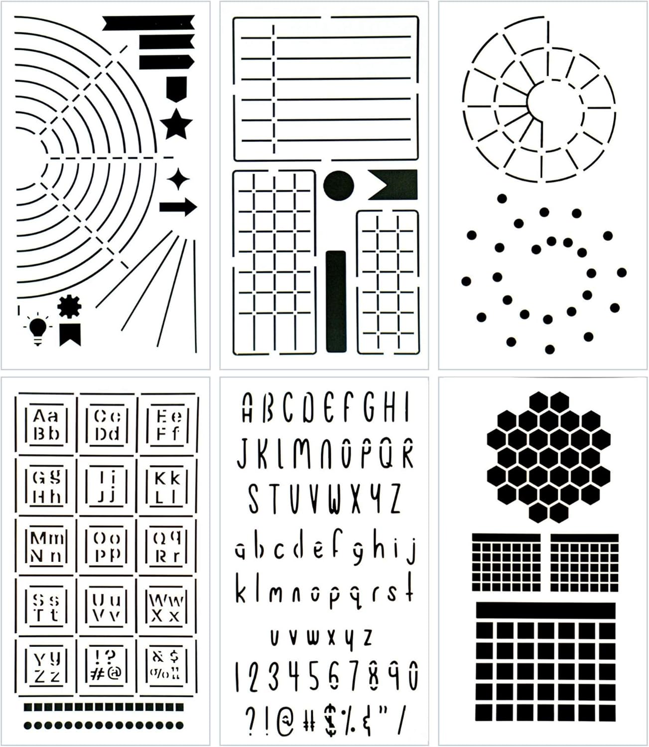Ultimate Productivity Journal Stencil Set - Custom-Designed Supplies for Bullet Dotted Journal Planners, DIY Templates to Create Calendars, Lists, Letters, Numbers, Habit Trackers by Sunny Streak: Kitchen & Dining