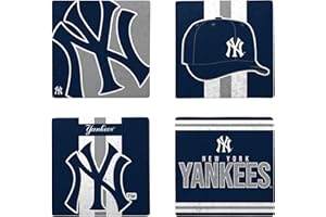 FOCO MLB Official 4-Pack Beverage Drink Ceramic Stone Coaster Set (New York Yankees)