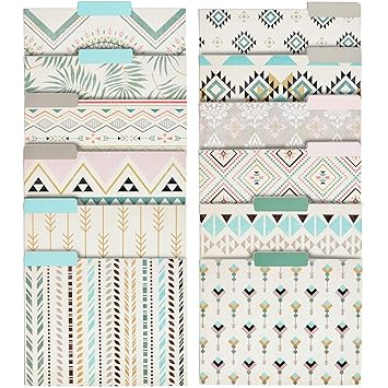 Best Paper Greetings Decorative File Folders 12 Count Colored