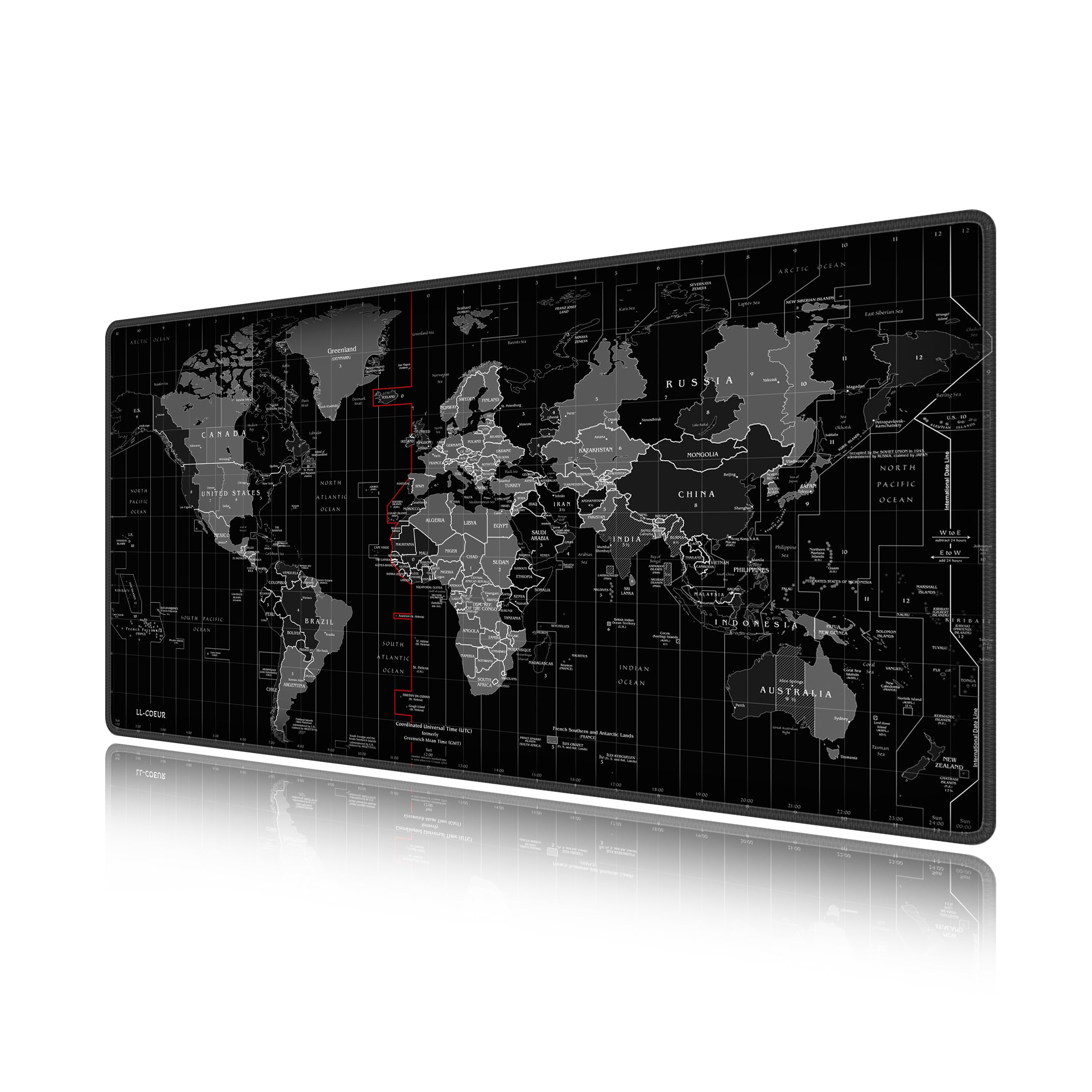 LL-COEUR XXL Computer Laptop Mouse Pad Gaming Play Mat World Map Office Desk Mat (600 x 300 x 2 mm)