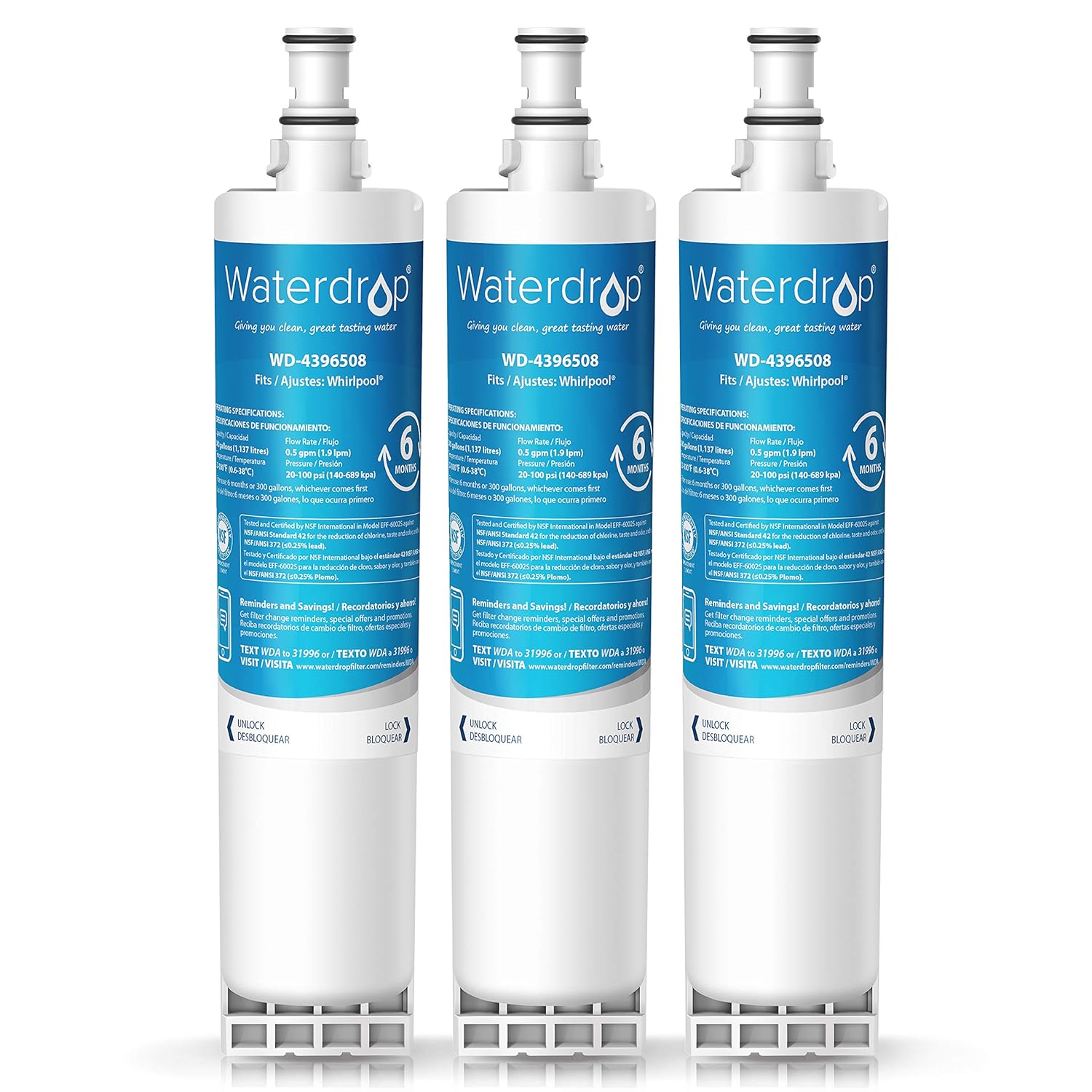 3 Packs Refrigerator Water Filter KitchenAid 4396547 4396163 4396509