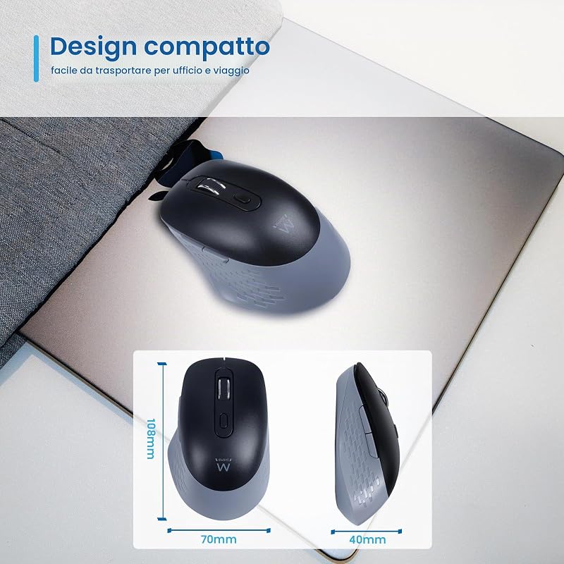 Mouse Wireless 2.4GHz con Tasti Silenziosi e Adattatore USB-C – EW3204
