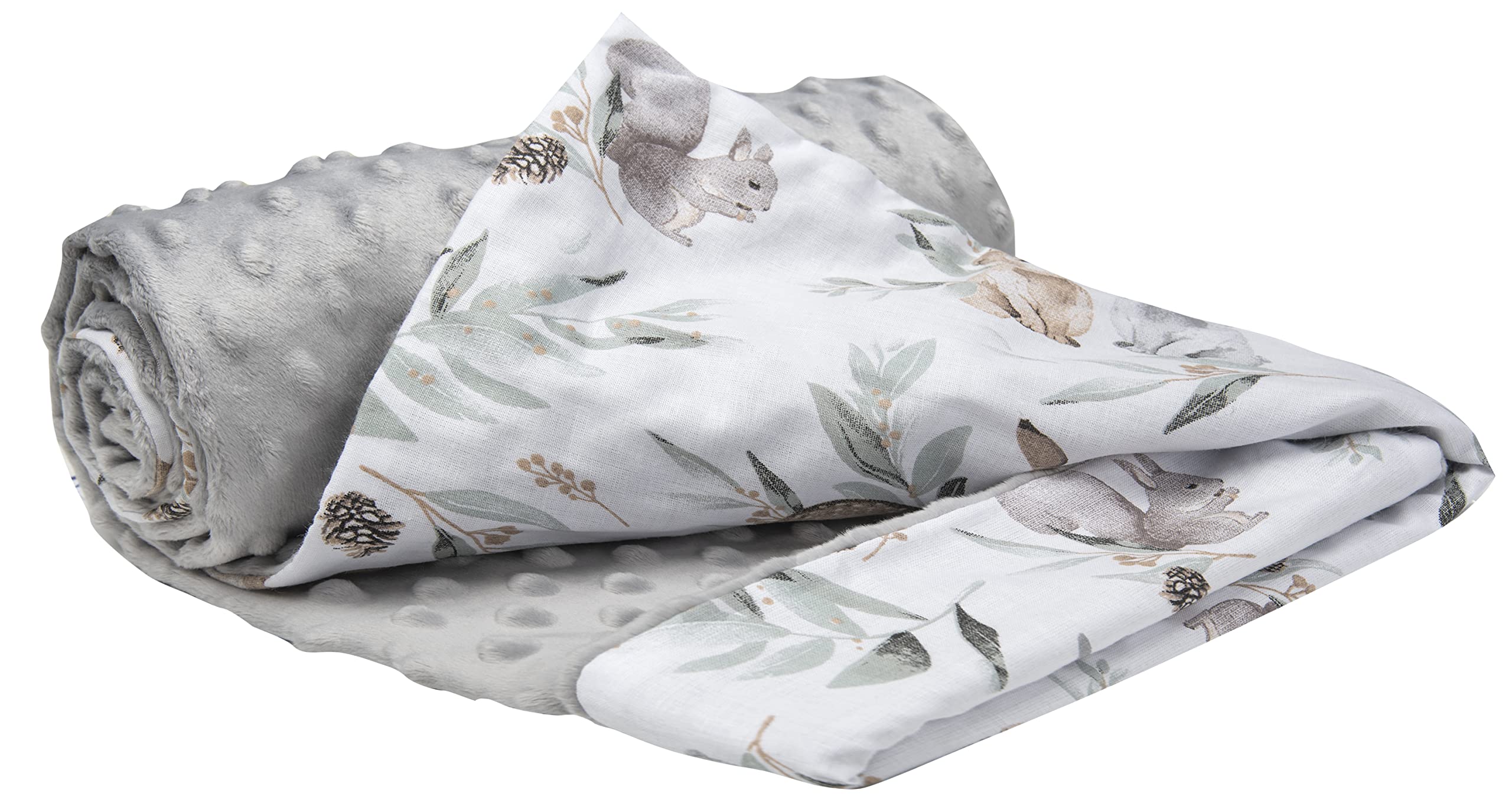 Medi Partners Baby Blanket Newborn Pram Soft 100% Cotton 75x100 Cot Toddler Comfort universal Cuddly Fluffy Crawling Plush bilateral Blankets (Deer in the leaves with grey Plush)