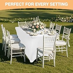 2 Pack 6 Feet White Spandex Tablecloth for