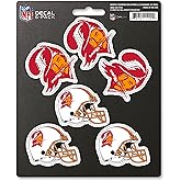 FANMATS 39543 NFL - Tampa Bay Buccaneers Decal 6-pk - Works On Hard Surfaces - for Homes, Cars, Trucks, SUVs, Personal Items, Laptops, Cell Phones | Red | 5” x 6.25” | 6 Various Logos/Wordmark