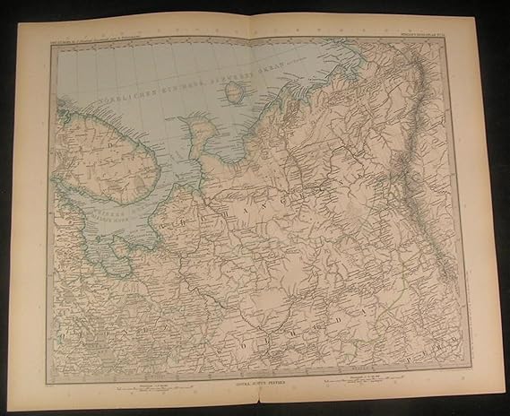 Amazon Com North East Russia Archangel White Sea Arctic Ocean 18 Antique Engraved Map Entertainment Collectibles