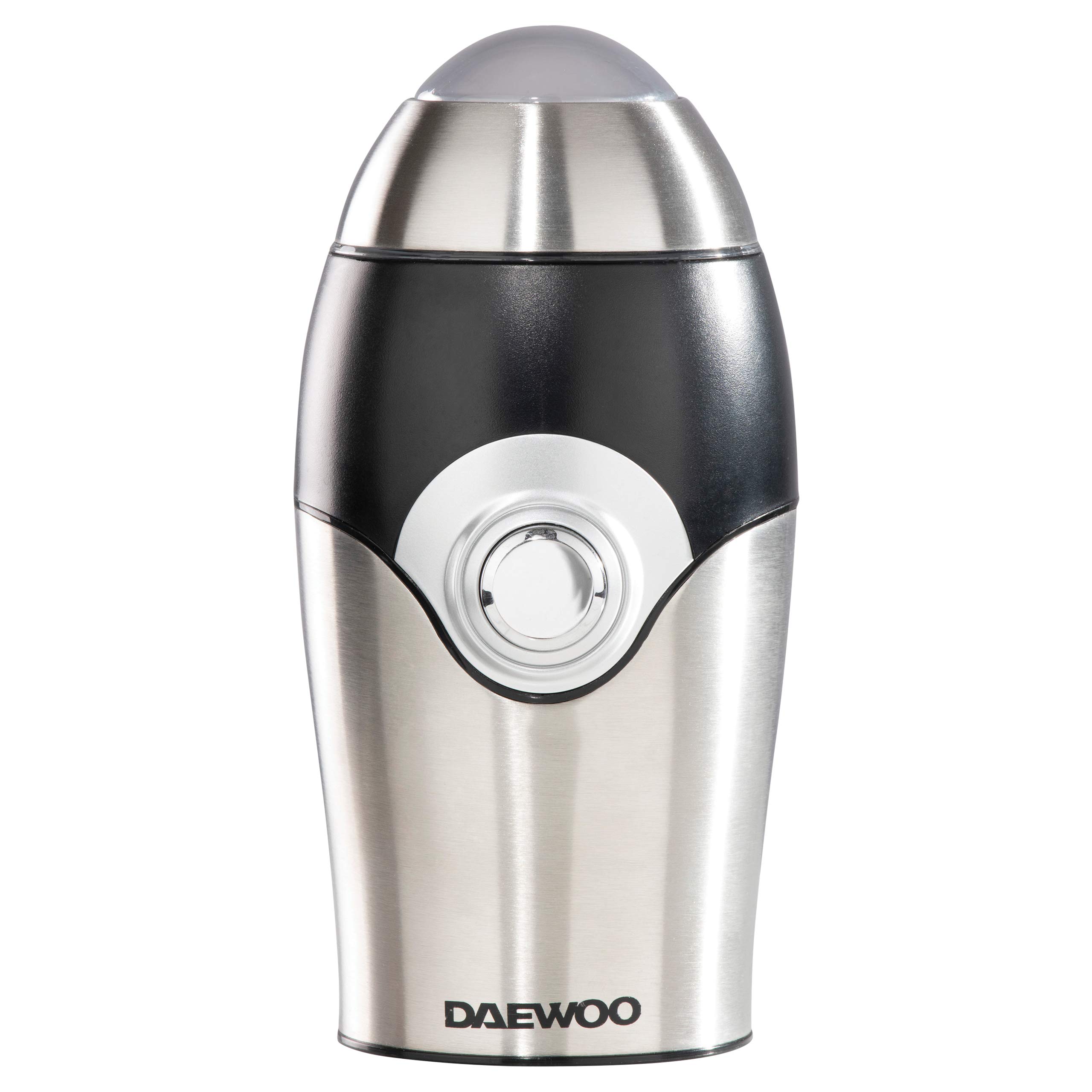 Daewoo Coffee and Spice Grinder, 50g Stainless Steel Housing with Chrome Details, Ideal for Beans, Herbs, Nuts, Seeds, Pulses, Fruit and More with Safety Transparent Locking Lid - Steel