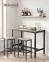 VASAGLE Bar Table Set, Bar Table with 2 Bar