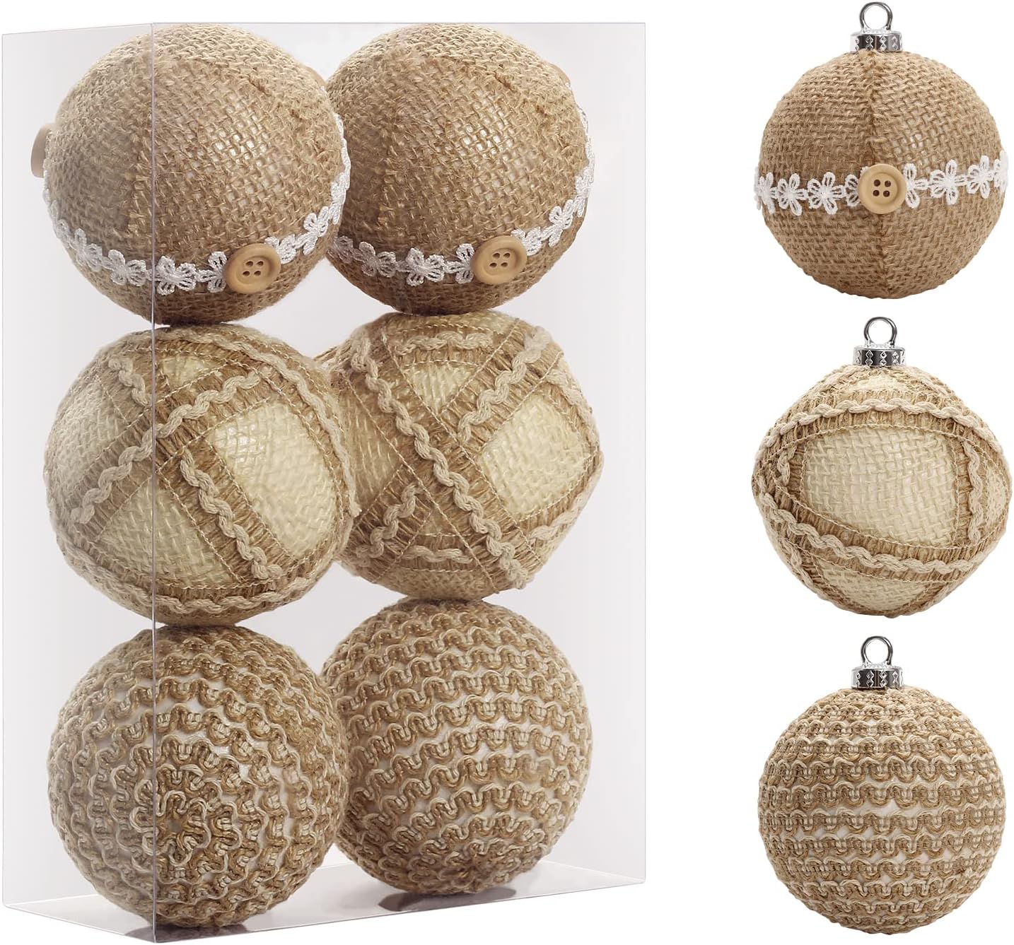 Ornaments - SY Super Bang Rustic Boho Christmas Ball Ornaments Set, 2.76
