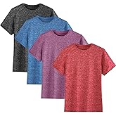 4-Pack Kids/Girls/Teen Girls Active Quick Dry T-Shirts Short Sleeve Shirts Athletic Performance T-Shirt(5-18 Years)