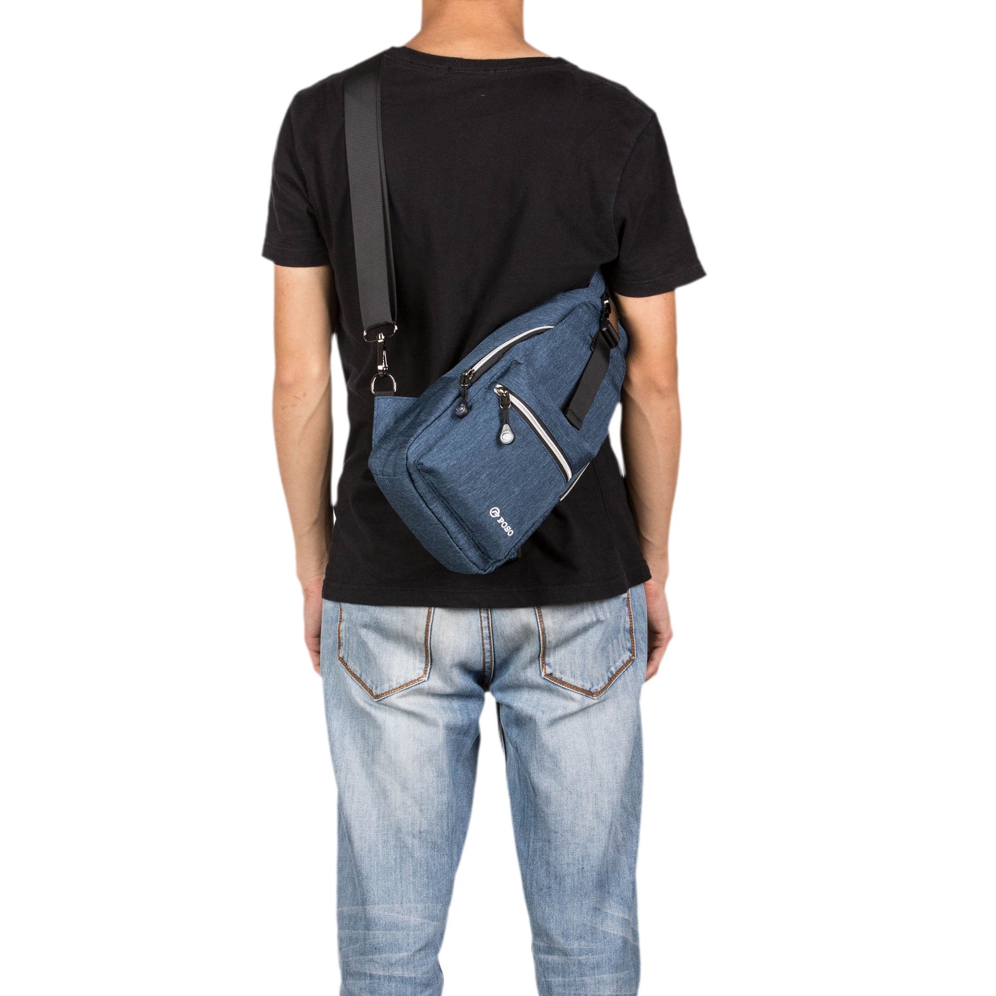 Bolso de Pecho Hombres Sling Crossbody Bolsa Ciclismo Senderismo Saco Satchel al Aire Libre Casual triángulo Paquetes Mochilas Cruzadas-Azul-1