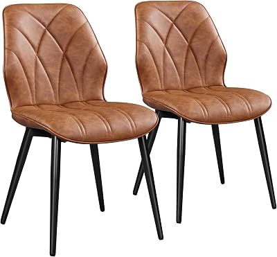 Yaheetech Dining Chairs Set of 2 Faux Leather Petal Back Modern Kitchen Chairs