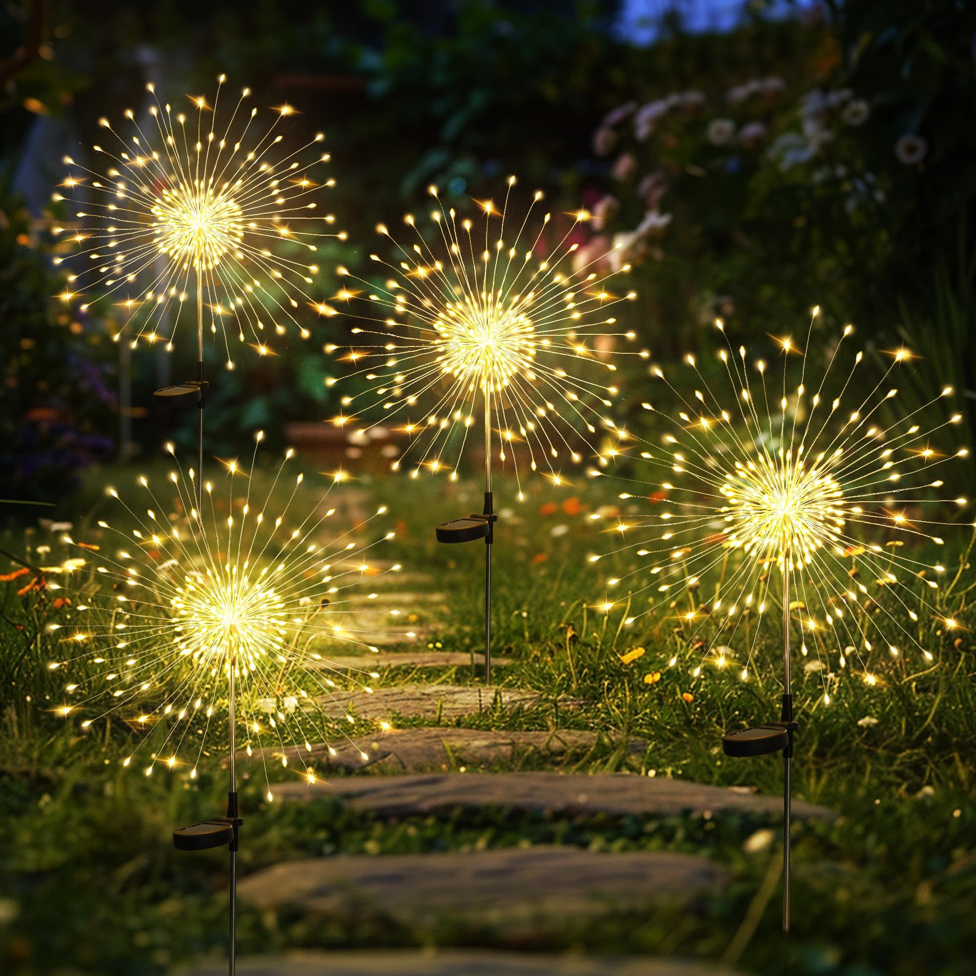 Photo 1 of GIGALUMI Garden Outdoor Decor Lights 120LED 4Pack, Solar Garden Lights for Yard Outside Fairy Decorative,Solar Powered for Yard Pathway Flowerbed Planter Balcony Patio Decor Christmas?Warm White?