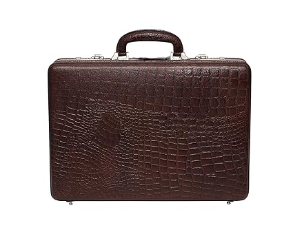 HYATT Leather Accessories Mens Leather Expandable Brown Briefcase