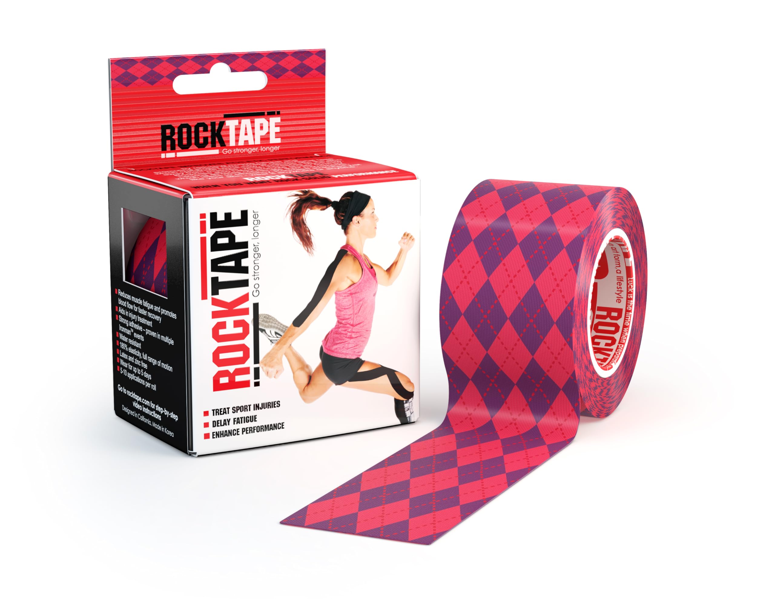 RockTape Unisex 8.00E+11 kinesiology recovery tapes, Pink Logo, Uncut Roll - 5cm Wide UK