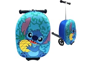 Fast Forward Kid’s Licensed 18" Ride-On Suitcase Scooter - Lightweight Carry-On Foldable Scooter Luggage