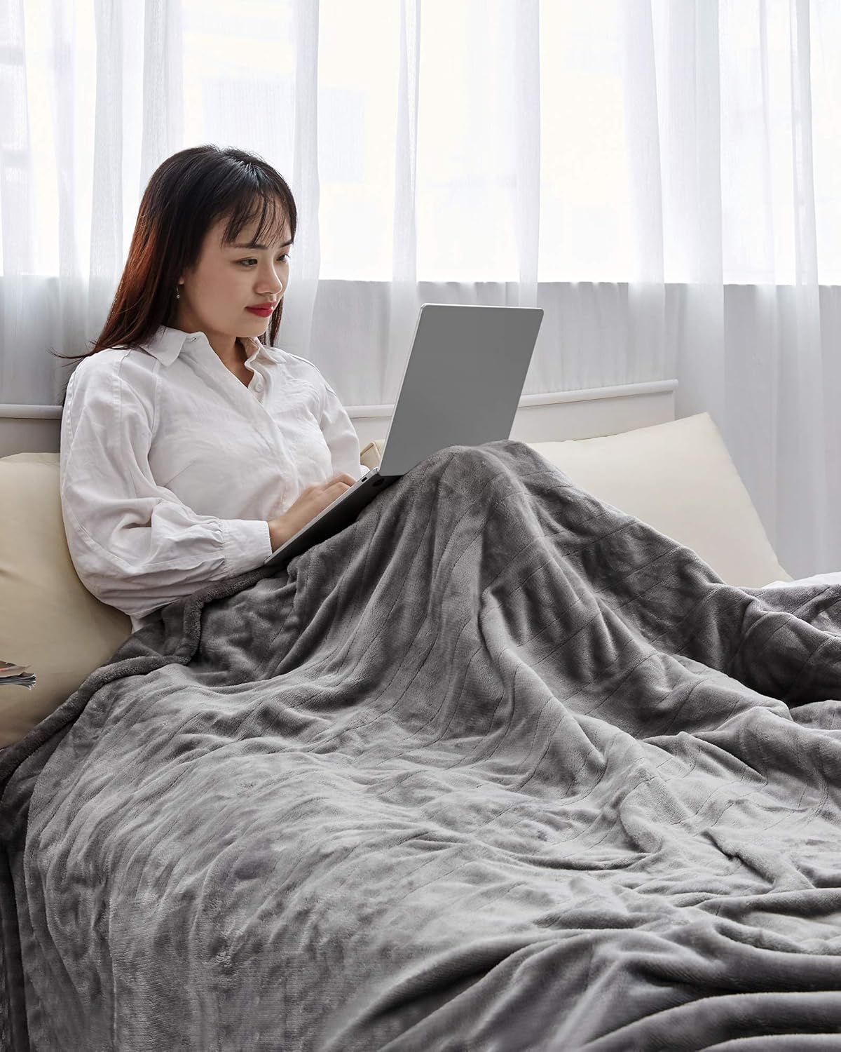 Electric Heated Blanket Twin 62" x 84" Large Heating Throw Blanket with 4 Heating Levels & Timer 10 Hours Auto Off, Machine Washable, Warm Comfort Blanket for Home Office Bed Sofa: Kitchen & Dining