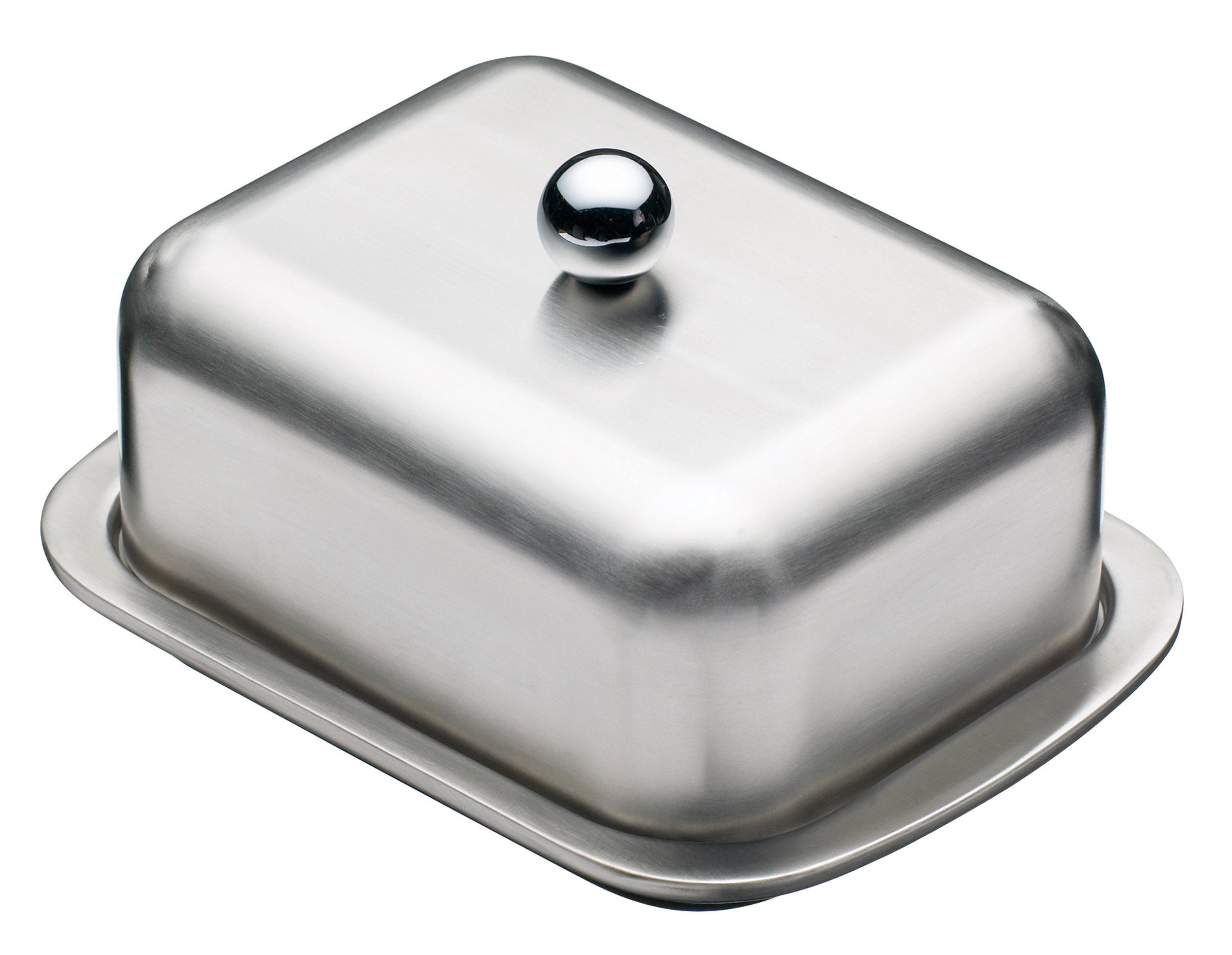 MasterClass Stainless Steel Double-Walled Insulated Butter Dish with Lid, Silver